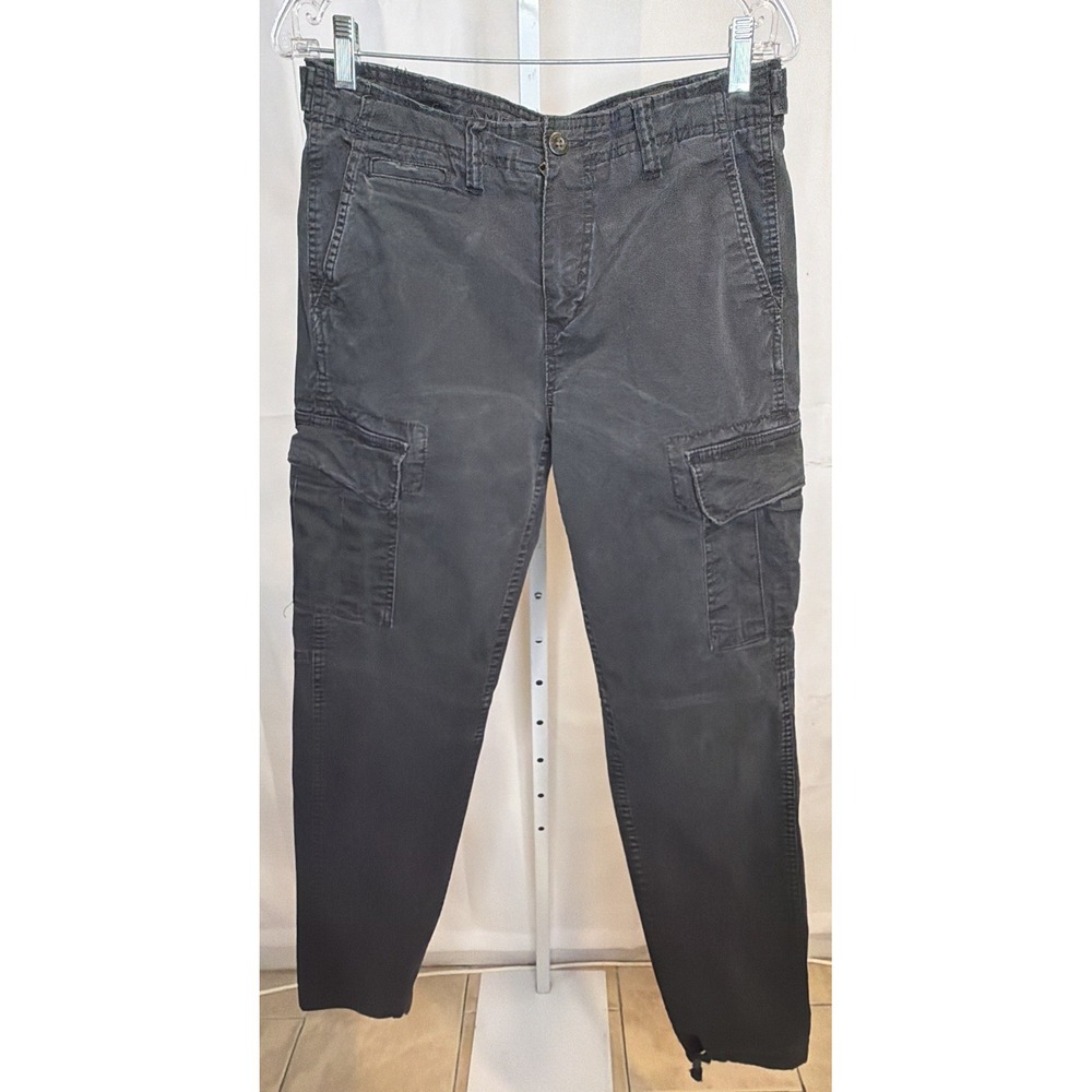 American Eagle Mens Cargo Pants 30x34 Black Gray Stretch Utility Tapered Washed